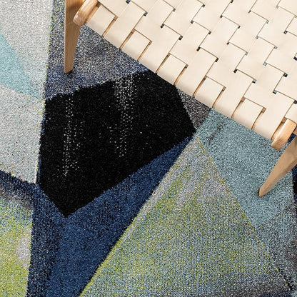 SAFAVIEH Porcello Collection Accent Rug - 2'7" x 5', Grey & Blue, Modern Abstract Design, Non-Shedding & Easy Care, Ideal for High Traffic Areas in Entryway, Living Room, Bedroom (PRL6940G)