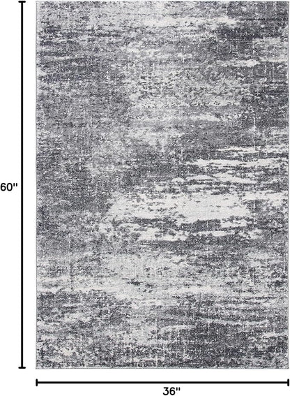 SAFAVIEH Evoke Collection 3' x 5' Ivory/Grey EVK272F Modern Abstract Non-Shedding Living Room Bedroom Accent Rug