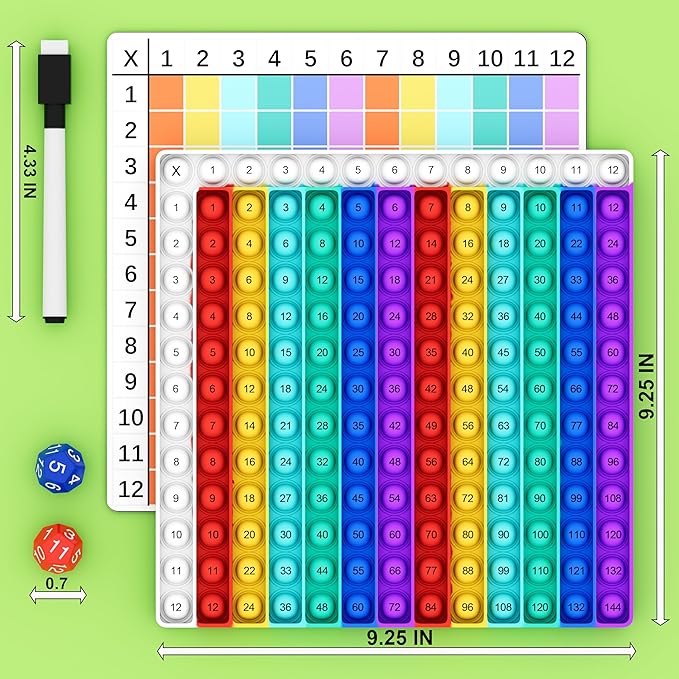 Multiplication Chart Pop It - Multiplication Game Board, Multiplication Pop It Math Games 12x12 Multiplication Table for Kids Learning, Multiplication Machine Times Table