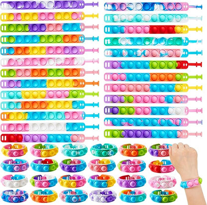 JOYIN Pop Fidget Toys pops Bulk 50 Pack Party Favors for Kids 4-8,8-12 Year, Fidget Bracelets Sensory Toys for Birthday Carnival School Prizes Gifts Goodie Bags Stuffers for Kids, Treasure Box Toys