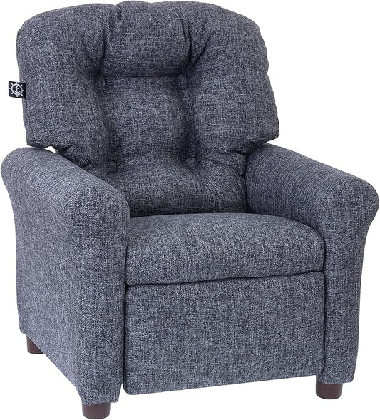The Crew Furniture Traditional Kids Recliner, Toddler Ages 1-5 Years, Home Décor Polyester Linen, Gray
