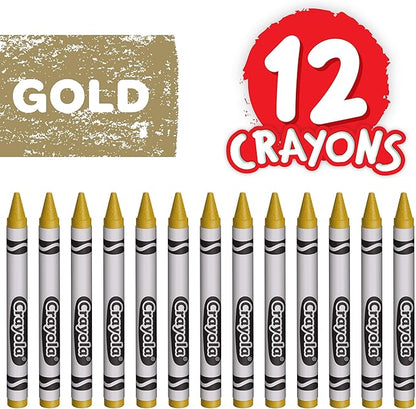 Crayola Crayons, Gold, Single Color Crayon Refill, 12 Count Bulk Crayons, School Supplies