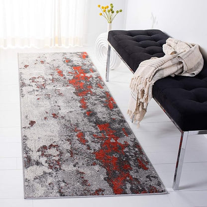 SAFAVIEH Adirondack Collection Runner Rug - 2'6" x 8', Orange & Grey, Modern Abstract Design, Non-Shedding & Easy Care, Ideal for High Traffic Areas in Living Room, Bedroom (ADR134P)
