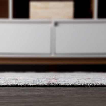 JONATHAN Y MDP107A-28 Modern Vintage Indoor Area-Rug Country Easy-Cleaning Bedroom Kitchen Living Room Non Shedding, 2 X 8, Light Gray,red