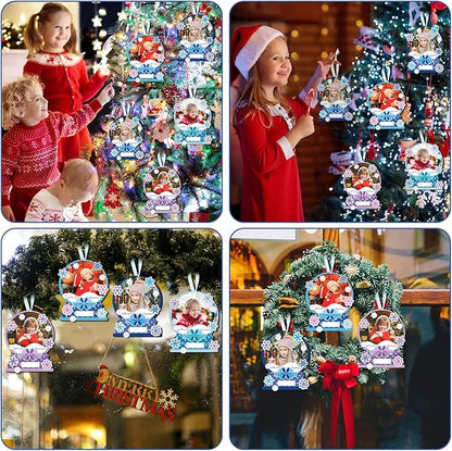 Barydat 24 Set Snow Globe Picture Frame Craft Kits Paper Winter Crafts for Kids Bulk Christmas Tree Ornament Winter Photo Frame Crafts for Home Classroom Activities Xmas Party Decoration