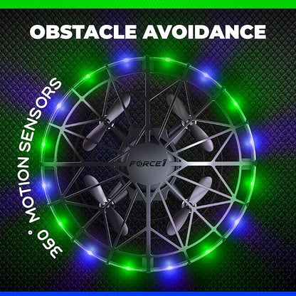 Force1 Scoot LED Hand Operated Drone for Kids or Adults - Hands Free Motion Sensor Mini Drones, Easy Indoor Flying Orb Ball Small UFO Toy for Boys and Girls (Green/Blue)