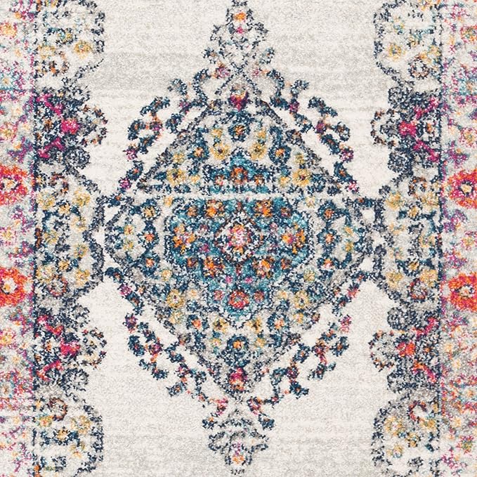SAFAVIEH Evoke Collection 2'2" x 7' Cream / Fuchsia EVK250A Non-Shedding Living Room Entryway Foyer Hallway Bedroom Runner Rug
