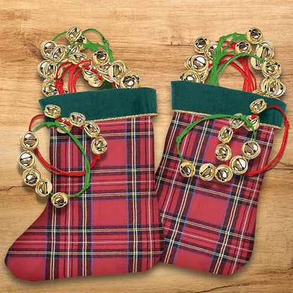 ArtCreativity 24 Pack Christmas Jingle Bell Bracelets, christmas party favors for adults, Easy to Adjust, Jingle Gold Bells, Christmas Stocking Stuffers for Kids and Adults, Red and Green