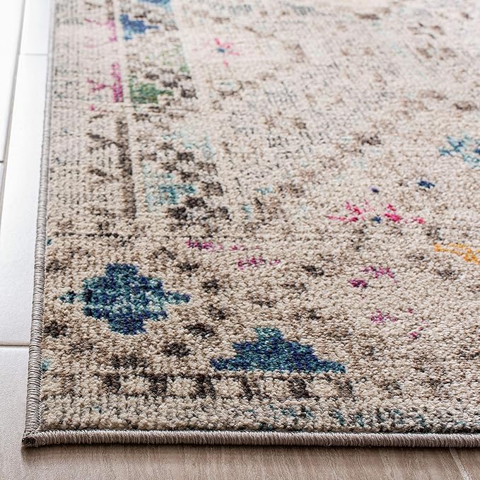 SAFAVIEH Madison Collection Runner Rug - 2' x 8', Grey & Yellow, Boho Diamond Distressed Design, Non-Shedding & Easy Care, Ideal for High Traffic Areas in Living Room, Bedroom (MAD418F)