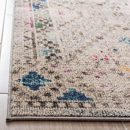 SAFAVIEH Madison Collection Runner Rug - 2'2" x 10', Grey & Yellow, Boho Diamond Distressed Design, Non-Shedding & Easy Care, Ideal for High Traffic Areas in Living Room, Bedroom (MAD418F)