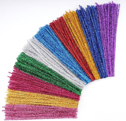Caydo 200 Pieces Glitter Pipe Cleaners Craft Chenille Stems for DIY Art Creative Crafts Party Decorations (12 Inch x 6 mm)