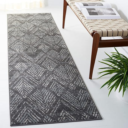 SAFAVIEH Amsterdam Collection Runner Rug - 2'3" x 8', Dark Grey & Light Grey, Modern Design, Non-Shedding & Easy Care, Ideal for High Traffic Areas in Living Room, Bedroom (AMS110G)