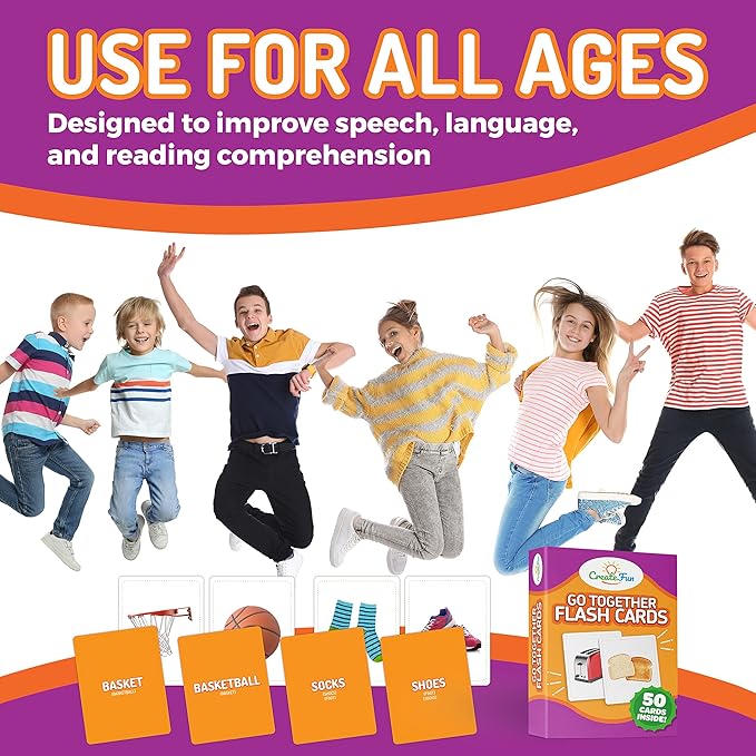 Go Together Flash Cards for Kids & Adults – 50 Realistic Matching Picture Cards for Speech Therapy, Dementia Activities, ESL, Autism Learning, Memory & Language Development, Classroom & Home Use