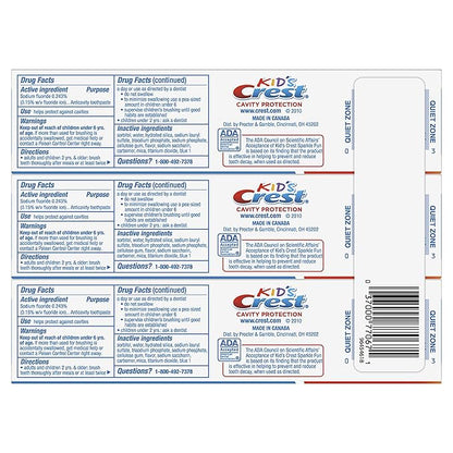 Crest Kid's Cavity Protection Toothpaste, Crest Kids Toothpaste, For Children And Toddlers 2+, Sparkle Fun, 4.6 Oz (Pack of 3), Toothpaste For Kids