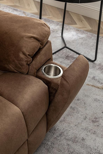 FANYE Electric Power Lift Chair for Elderly W/Massage and Heat, Infinite Positions 2 Remote Controllers Oversized Velvet Upholstered Recliner & Armchair W/Side Pockets & Hidden Cup Holders, Coffee V