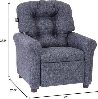 The Crew Furniture Traditional Kids Recliner, Toddler Ages 1-5 Years, Home Décor Polyester Linen, Gray