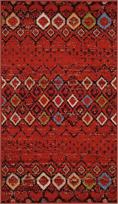 SAFAVIEH Amsterdam Collection Accent Rug - 3' x 5', Terracotta & Multi, Moroccan Boho Design, Non-Shedding & Easy Care, Ideal for High Traffic Areas in Entryway, Living Room, Bedroom (AMS108D)