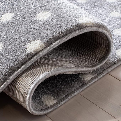 SAFAVIEH Carousel Kids Collection Accent Rug - 2' x 3', Grey & Ivory & Pink, Non-Shedding & Easy Care, Ideal for High Traffic Areas for Boys & Girls in Playroom, Nursery, Bedroom (CRK163G)