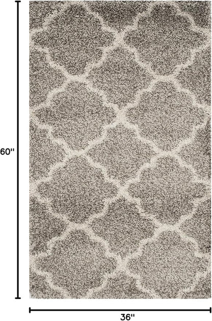 SAFAVIEH Hudson Shag Collection Accent Rug - 3' x 5', Grey & Ivory, Trellis Design, Non-Shedding & Easy Care, 2-inch Thick Ideal for High Traffic Areas in Entryway, Living Room, Bedroom (SGH282B)