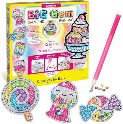 Creativity for Kids Big Gem Diamond Painting Kit: Sweets Stickers and Suncatchers - Diamond Art for Kids, DIY Stickers and Suncatcher Kit for Girls Ages 6-8+