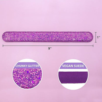 FROG SAC 6 Glitter Slap Bracelets for Girls, Sparkly Snap Bracelet Pack for Kids, Cute 90s Y2K Sparkle Party Favors for Teen Girl Fashion