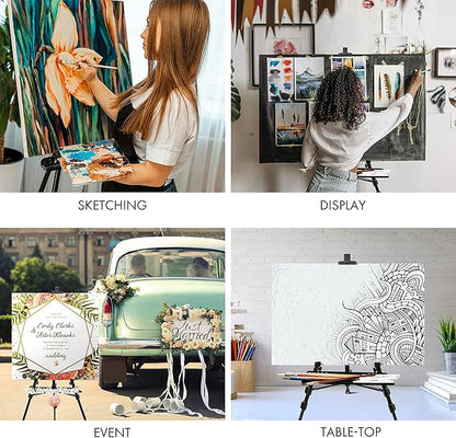 Artify 61 Inches Painting Easel Stand, Adjustable Height from 22-61”, Tripod for Painting and Display with a Carrying Bag, Aluminum, 1PACK, Black