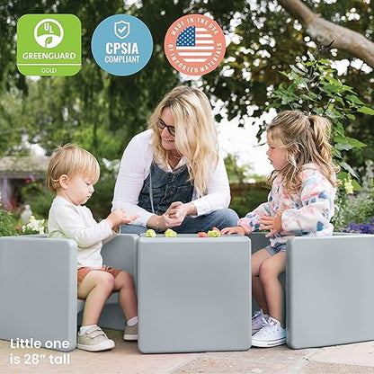 ECR4Kids Tri-Me 3-In-1 Cube Chair, Kids Furniture, Light Grey