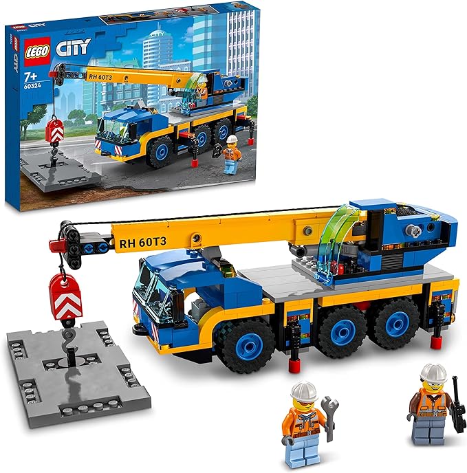 LEGO 60324 City Off-Road Crane, Crane and Truck Toy with Hooks, Buildable Vehicle Toy for Boys and Girls from 7 Years, Gift for Children and Fans of Construction Vehicles