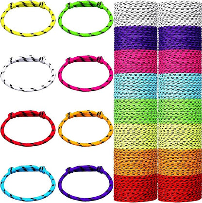 Friendship Bracelets Rope 168 Bracelets in 8 Assorted Colors Adjustable Bracelets for Kids Neon Rope Woven Friendship Bracelets for Girls and Boys Goody Bag Stuffers Party Favors
