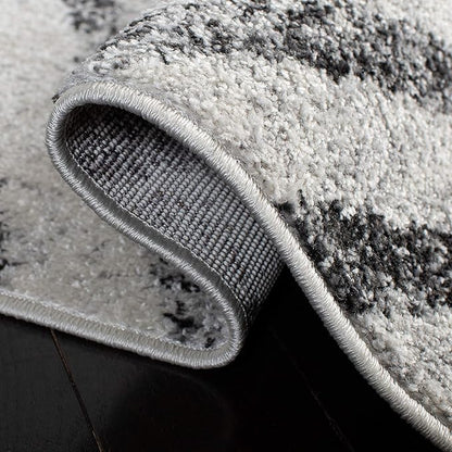 SAFAVIEH Adirondack Collection Runner Rug - 2'6" x 8', Ivory & Grey, Modern Geometric Distressed Design, Non-Shedding & Easy Care, Ideal for High Traffic Areas in Living Room, Bedroom (ADR253A)