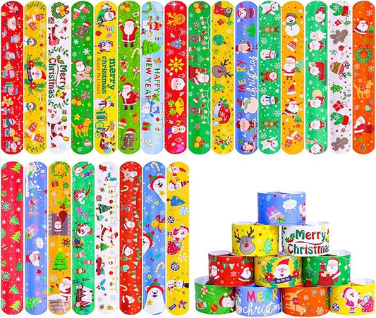 MGparty 72pcs Christmas Slap Bracelets Party Favors Toys for Kids Xmas Party Favors Christmas Stocking Stuffers Gifts Birthday Gifts (Christmas)