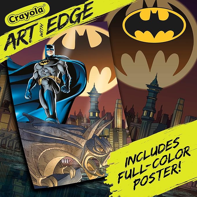 Crayola Art with Edge Batman Coloring Pages (28pgs), Includes 1 Batman Poster, Adult Coloring, Batman Collectable, Batman Gift