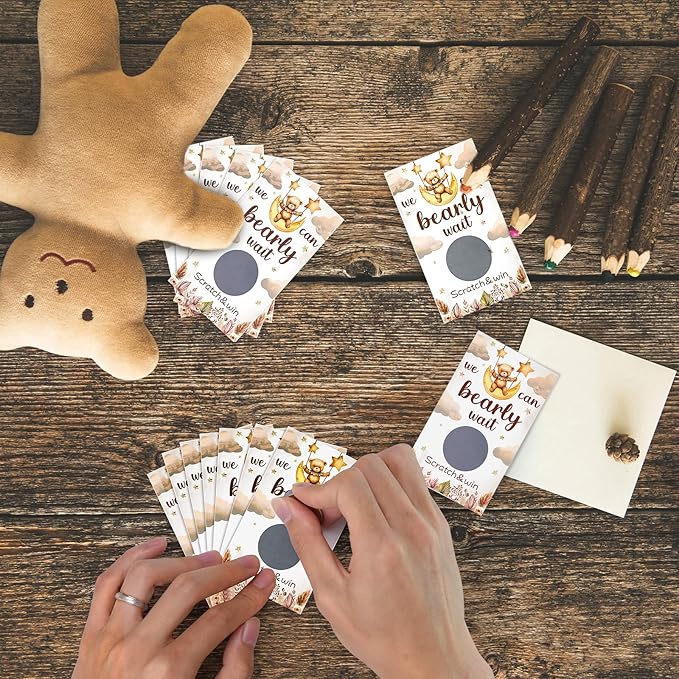60 Pack Bear Baby Shower Scratch Off Cards We Can Bearly Wait Scratch Off Bear Theme Party Scratch Off Cards Baby Shower Gender Reveal Party Supplies (Bear Style)