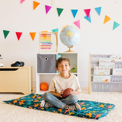 Wildkin Kids Nap Mat Cover for Boys & Girls, Sewn-in Flap Design Rest Mat Cover, Perfect for Preschool & Daycare, Fits our Vinyl Nap Mat up to 1.5 Inches Including Basic Sleep Mat (Jurassic Dinosaurs)