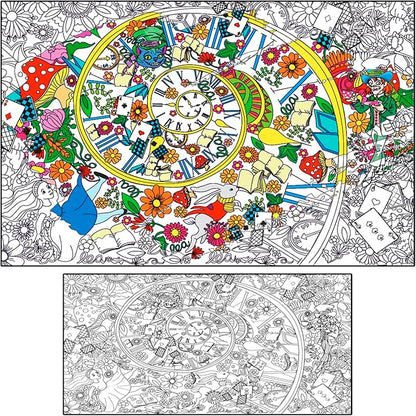 ALEX Art Giant Coloring Poster Alice in Wonderland - Extra Large Coloring Sheet - Super Huge Coloring Posters for Kids and Adults - Table Floor Big Coloring Page - Wall Size Jumbo Coloring Sheets