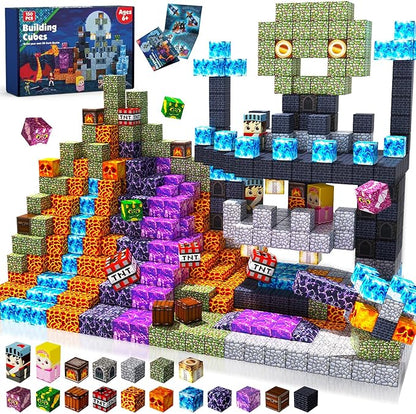Magnetic Blocks - 150 PCS Build Magnetic Dark Castle Sword Domain World - Magnetic Construction Cube Toys - STEM Montessori Sensory Toys for Toddlers 6 7 8 9 10 Year Old Boys & Girls