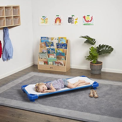 ECR4Kids Stackable Kiddie Cot, Assembled, Standard Size, Classroom Furniture, Blue, 5-Pack