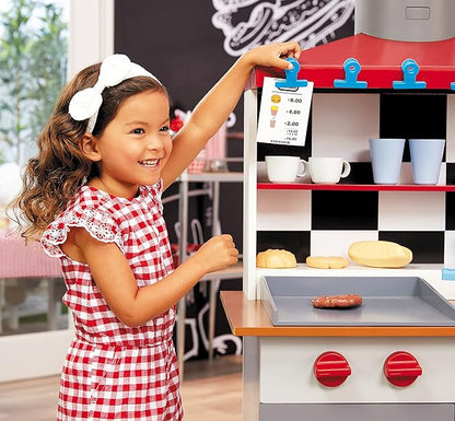 Little Tikes Real Wood Drive-Thru Diner Wooden Play Kitchen with Realistic Lights Sounds and Multi-Sided, 40+ Accessories Set, Gift for Kids, Toy for Girls & Boys Ages 3 4 5+ Years(Multi color)