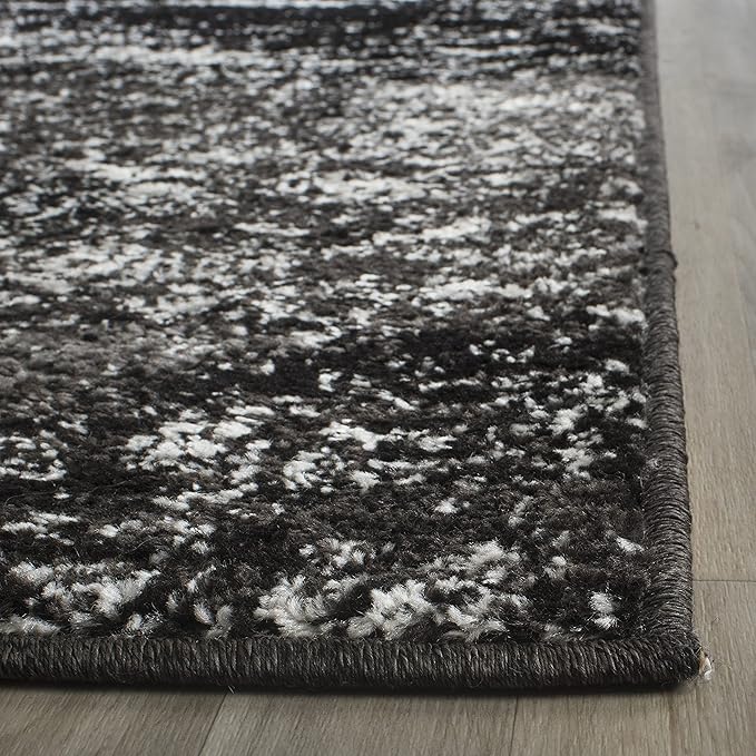SAFAVIEH Adirondack Collection Runner Rug - 2'6" x 8', Silver & Black, Modern Abstract Design, Non-Shedding & Easy Care, Ideal for High Traffic Areas in Living Room, Bedroom (ADR112A)