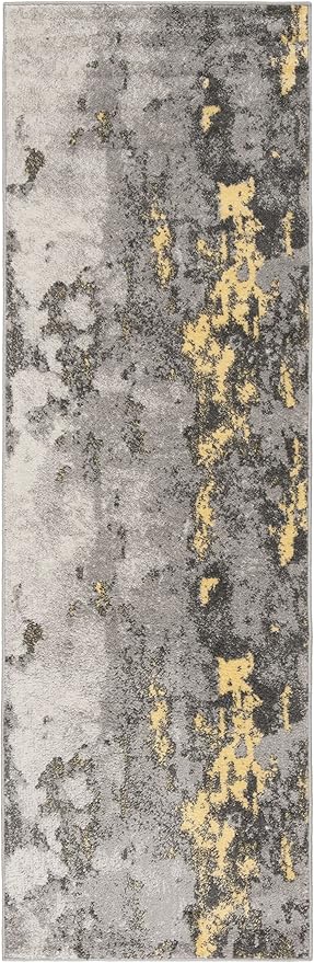 SAFAVIEH Adirondack Collection Runner Rug - 2'6" x 12', Grey & Yellow, Modern Abstract Design, Non-Shedding & Easy Care, Ideal for High Traffic Areas in Living Room, Bedroom (ADR134H)