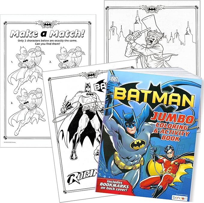 Batman Stickers Activity Set - Bundle Includes Batman Sticker Pad, Batman Reward Stickers, Batman Coloring Book, and 2-Sided Superhero Door Hanger