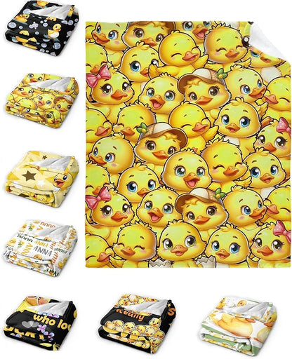 Little Yellow Ducks Adult duck Blanket Kids Funny Blanket Suitable for Bedroom Living Room bed sofa Crib Couch Chair outdoor All Season Items That Yellow Duck Lovers Will Love 90”×120 ”for Family