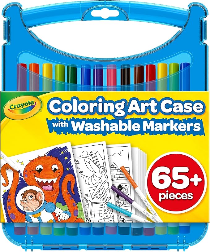 Crayola Super Tips Coloring Art Case with Coloring Pages, Kids Gift, 65+ Pieces, Packaging May Vary