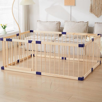 Kids Baby Toddler Playpen Indoor Portable Wooden Freestanding, Kids Baby Pet Cats Dogs Animals Toy Play Fence with Door,Safe Zone Playpen,Baby Safety Play A Perfect Birth Birthday Gift(120x160x61cm)