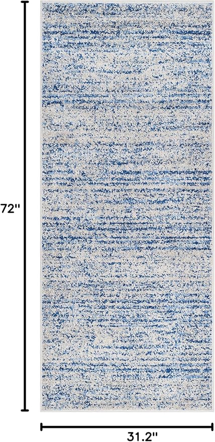 SAFAVIEH Adirondack Collection Runner Rug - 2'6" x 6', Blue & Silver, Modern Abstract Design, Non-Shedding & Easy Care, Ideal for High Traffic Areas in Living Room, Bedroom (ADR117D)