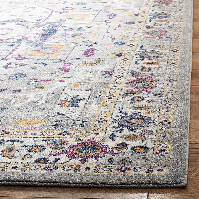 SAFAVIEH Evoke Collection 2'2" x 7' Grey/Grey EVK275H Oriental Medallion Distressed Non-Shedding Living Room Entryway Foyer Hallway Bedroom Runner Rug