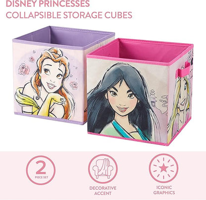 Disney Princess Collapsible Storage Cubes, Set of 2, 10"x10"