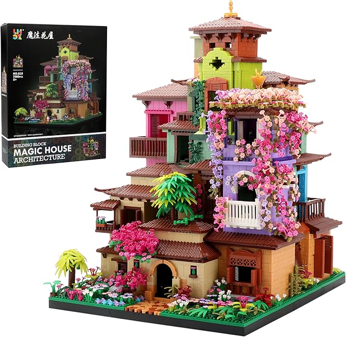 Micro Mini Architecture Blocks Set, Cherry Blossom Villa Tree House Bricks Building Set, Flower House Creative Collectible Models Present for Teens and Adults (7080PCS)