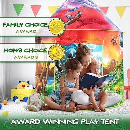 W&O Dinosaur Discovery Play Tent with Roar Button - Extraordinary Pop Up Tent for Boys & Girls - Perfect for Indoor & Outdoor Adventures