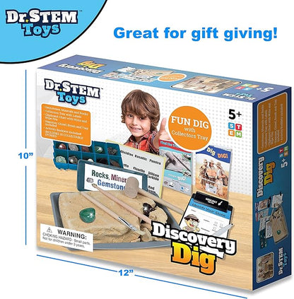 Dr. STEM Toys - Discovery Rock & Gem Dig Set Kids Science Experiment Kit, Complete Set of Materials for Home or Classroom Use (for Boys and Girls Age 5+)